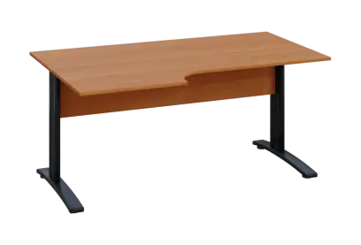 ERK 28 - 166 stůl kancelářský, rohový, levý, kovová podnož černá, deska 25 mm, široký 1600 mm, olše jantar